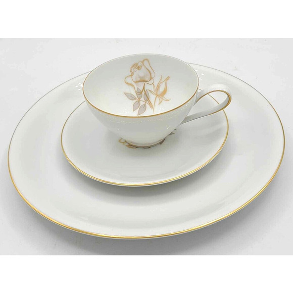 Vintage KPM Krister China Germany Gold Rose Design. 3-Piece Set. - Picture 1 of 12